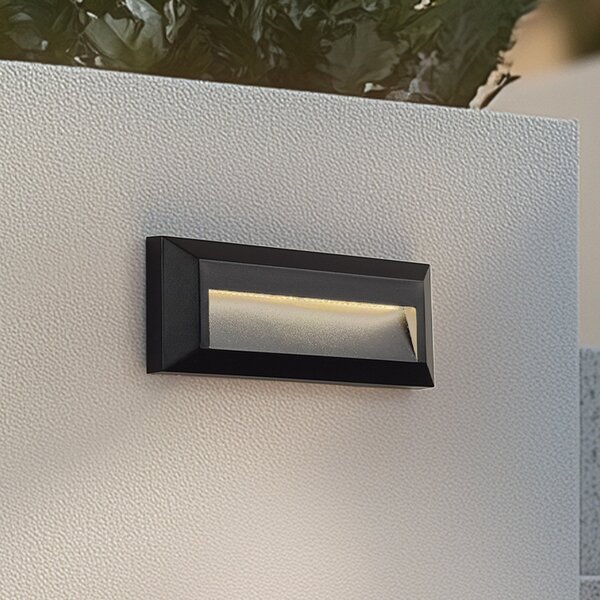 Lindby LED lampă de perete pentru exterior Peker, negru, set 2, PC, Negru, Plastic, Modern
