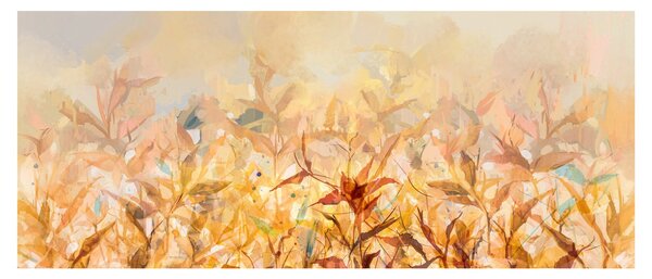 Tablou - Frunze în culori de toamnă, pictură în ulei (120x50 cm)