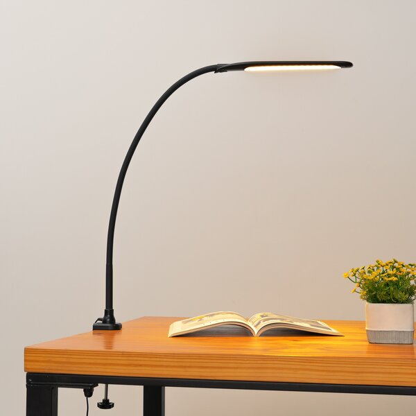 Lindby LED lampă clemă Nilay, înălțime 70 cm, CCT, home office, reglabil, Negru, Studiu / Birou, Metal, Modern