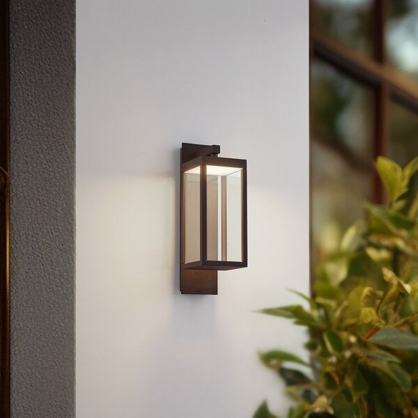 Lucande Lampa de perete pentru exterior cu LED Ferdinand, culoare ruginiu,, Maro / Rugină, Aluminiu, Modern, Priză de perete sus / jos
