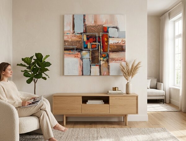 Tablou pictat manual ABSTRACT 1 parte - 70x70 cm - 70×70 cm / Klasický 2 cm
