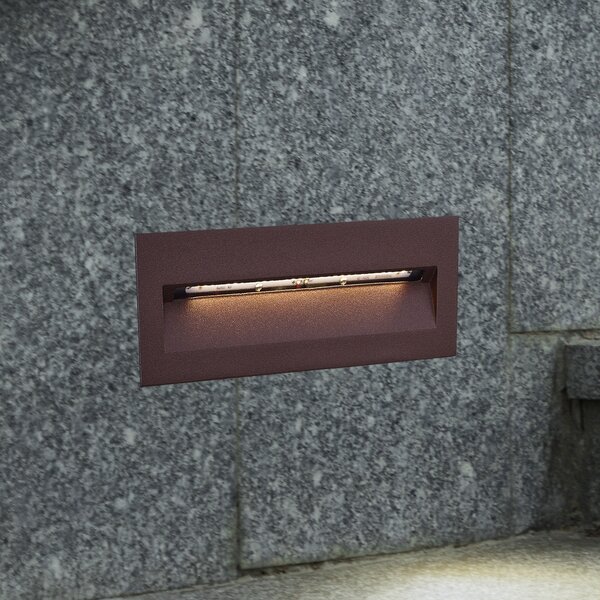 Lucande LED lumină de perete încastrată Loya, 23 x 8 cm, rugină, IP54, Maro / Rugină, Aluminiu, Modern