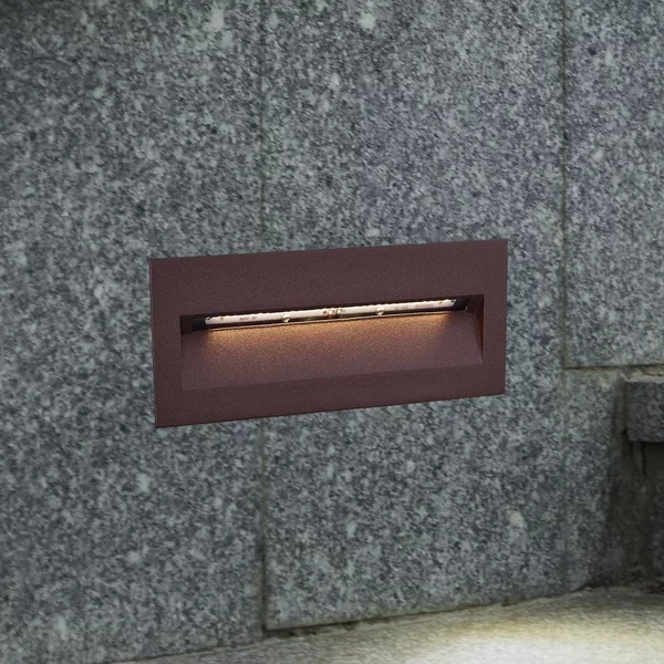 Lucande LED lumină de perete încastrată Loya, 23 x 8 cm, rugină, IP54, Maro / Rugină, Aluminiu, Modern