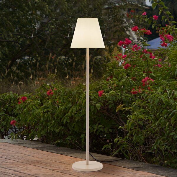Lucande Lampa de terasă Jaimy, bej, metal, 150 cm, E27, Alb, Metal, Modern