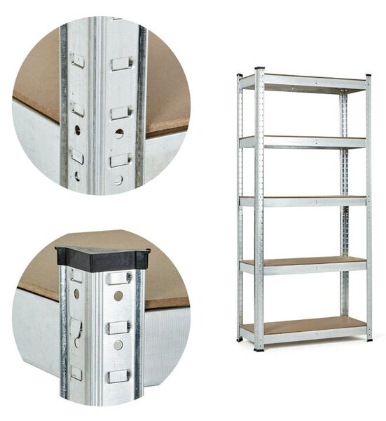 Raft de depozitare stabil din metal cu 5 rafturi 180 x 90 x 30 cm