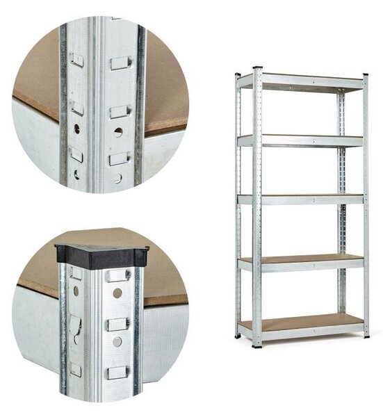 Raft de depozitare stabil din metal cu 5 rafturi 180 x 90 x 40 cm