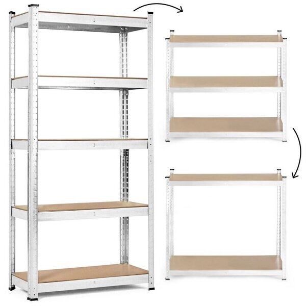 Raft de depozitare stabil din metal cu 5 rafturi 180 x 90 x 30 cm
