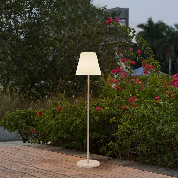 Lucande Lampa de terasă Jaimy, bej, metal, 150 cm, E27, Alb, Metal, Modern