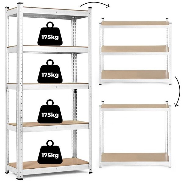Raft de depozitare stabil din metal cu 5 rafturi 180 x 90 x 40 cm