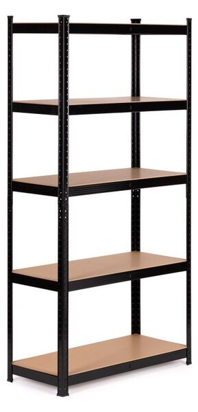 Raft negru cu 5 rafturi 90 x 180 x 40 cm