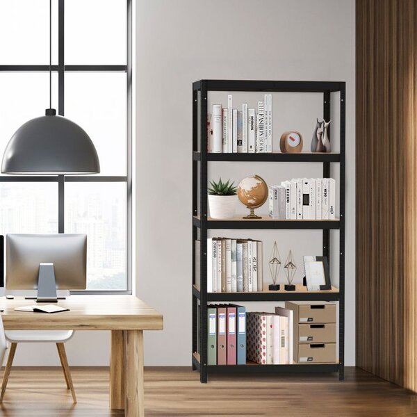 Raft negru cu 5 rafturi 90 x 180 x 40 cm
