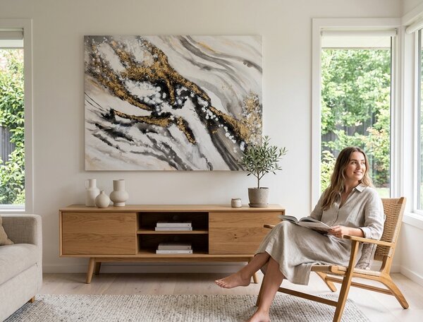 Tablou pictat manual ABSTRACT 1 parte - 120x90 cm - 120×90 cm / Clasic 2 cm