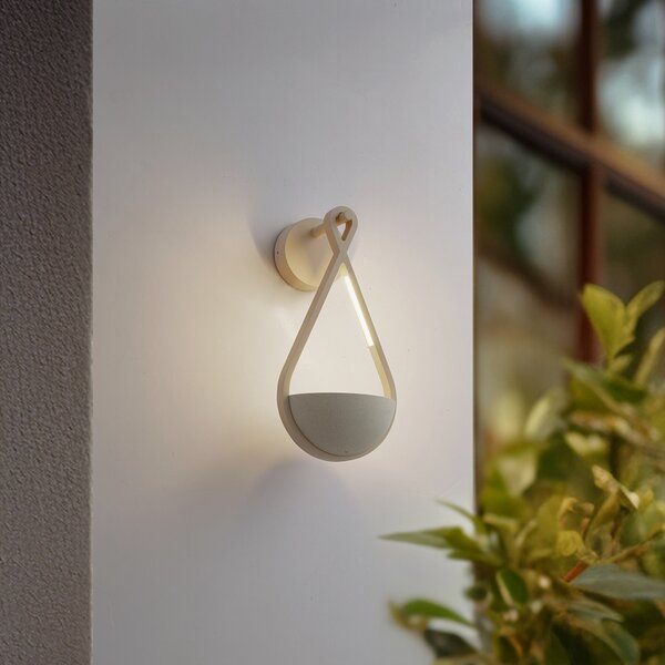 Lucande Lampa LED de exterior Florka, beton, ghiveci suspendat, IP54, Bej, Beton, Modern