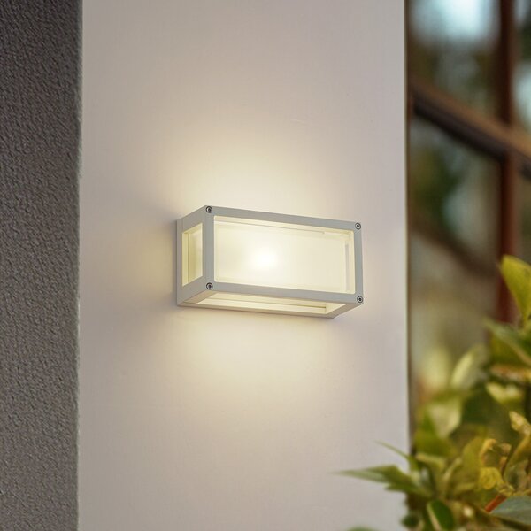 Lucande Lampă de exterior Aurelien, alb, sticlă, 12,5 cm, IP54, reglabil, Alb, Aluminiu, Modern