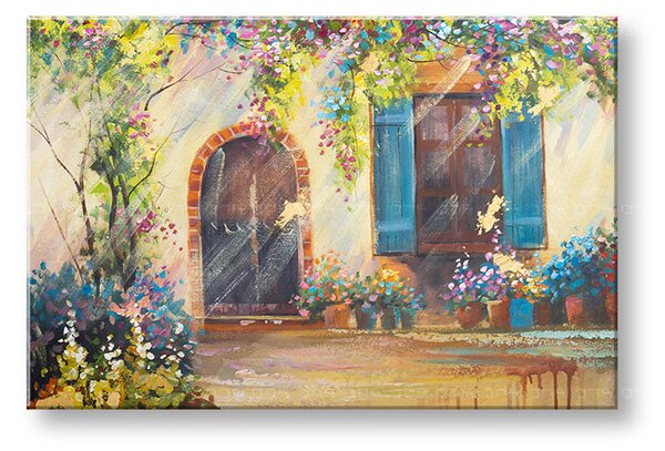 Tablou pictat manual DAY IN FLORENCE 1 parte 90x60 cm - 90×60 cm / Clasic 2 cm