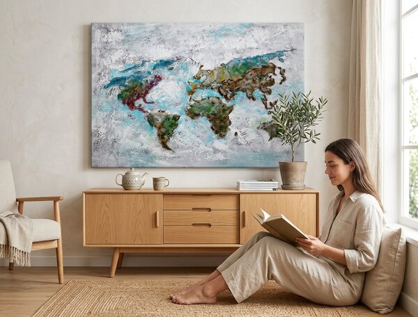 Tablou pictat manual EARTH 1 parte 100x70 cm - 100×70 cm / Clasic 2 cm