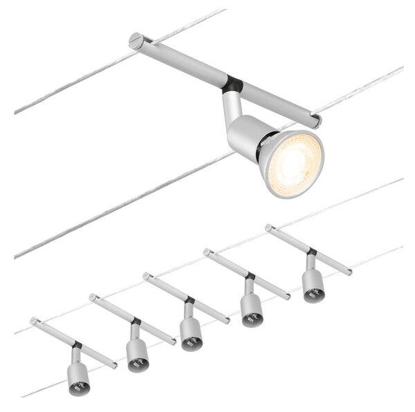 Paulmann Wire Salt sistem cabluri, 5bec 5 m crom, Gri, Hol, Metal, Modern