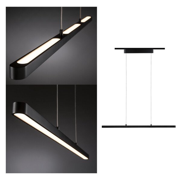 Paulmann URail Lento cu LED, negru mat, reglabil, Negru, Camera de zi / sufragerie, Metal, Modern