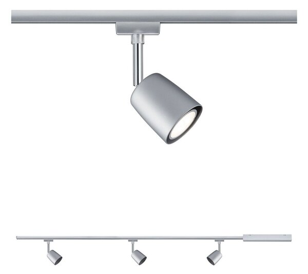 Paulmann Set capac URail, 3 puncte, șină, crom, reglabil, Gri, Hol, Metal, Modern