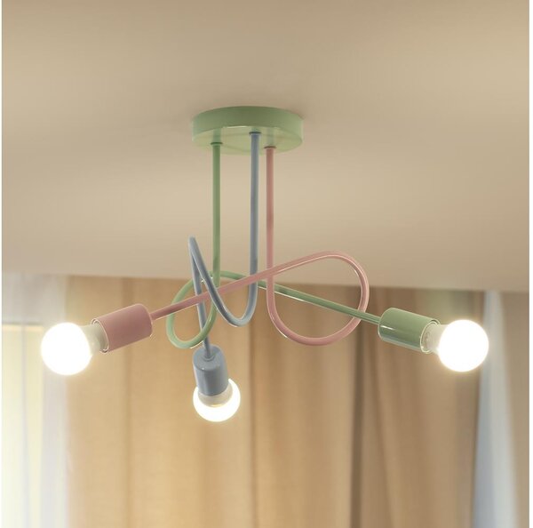 Lustră aplicată OXFORD 3xE27/15W/230V verde/roz/albastru