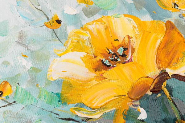 Tablou pictat manual FLORI IN A VASE 1 parte - 70x70 cm - 70×70 cm / Klasický 2 cm