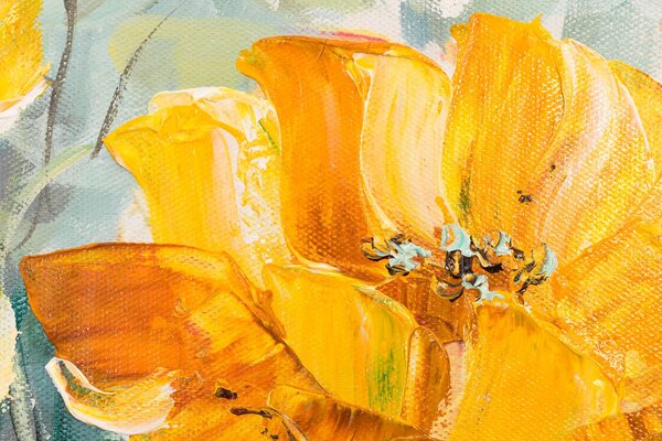 Tablou pictat manual FLORI IN A VASE 1 parte - 70x70 cm - 70×70 cm / Klasický 2 cm