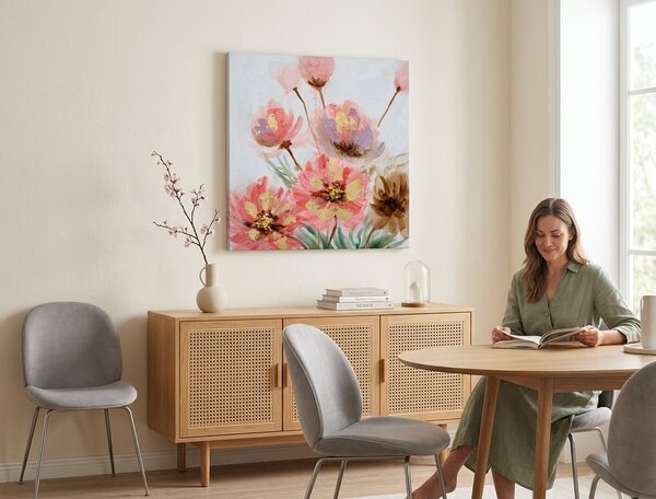 Tablou pictat manual FLORI 1 parte 60x60 cm - 60×60 cm / Clasic 2 cm
