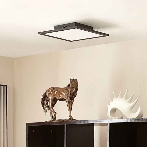Lindby Panou LED Lamin, negru, 30 cm, CCT, dimabil, telecomandă, reglabil, Negru, Camera de zi / sufragerie, Metal, Modern
