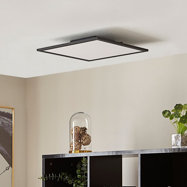 Lindby Panou LED Lamin, negru, 40 cm, CCT, dimabil, telecomandă, reglabil, Negru, Camera de zi / sufragerie, Metal, Modern