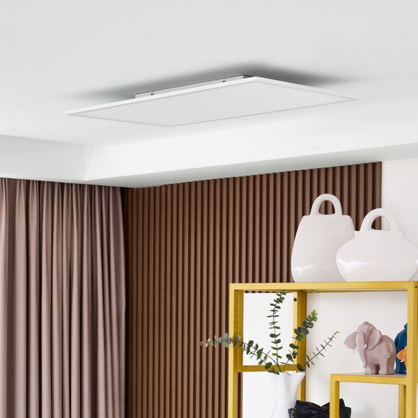 Lindby Panou LED Lamin, alb, 80 cm, CCT, dimabil, telecomandă, reglabil, Alb, Camera de zi / sufragerie, Metal, Modern