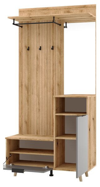 KONDELA Set pentru hol, stejar evoke/grafit, NODRI
