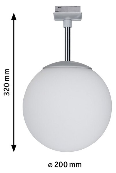 Paulmann URail Globe lampă sferică crom sticlă opa, reglabil, Gri, Camera de zi / sufragerie, Metal, Modern, glob