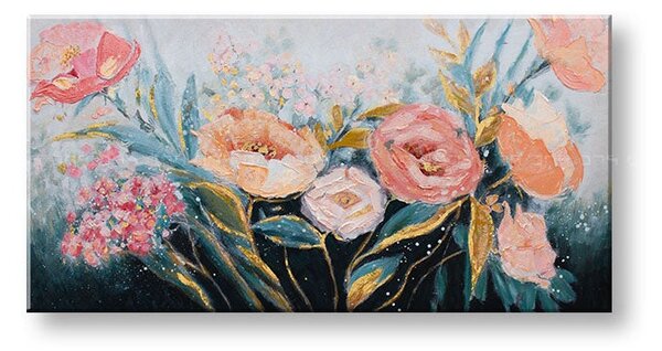 Tablou pictat manual FLORI 1 parte 100x50 cm - 100×50 cm / Klasický 2 cm