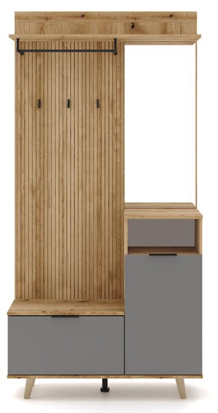 KONDELA Set pentru hol, stejar evoke/grafit, NODRI