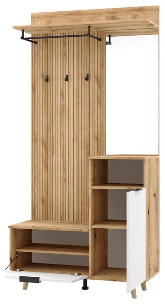 KONDELA Set pentru hol, stejar evoke/alb, NODRI