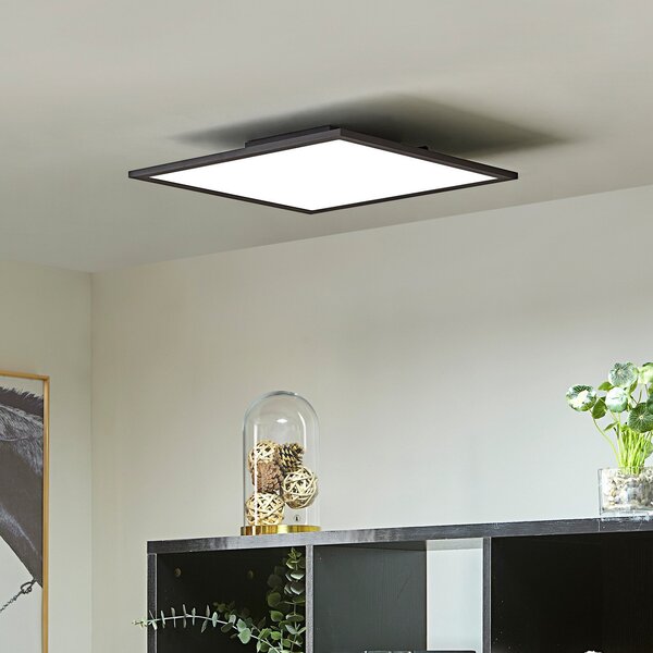 Lindby Panou LED Lamin, negru, 40 cm, CCT, dimabil, telecomandă, reglabil, Negru, Camera de zi / sufragerie, Metal, Modern
