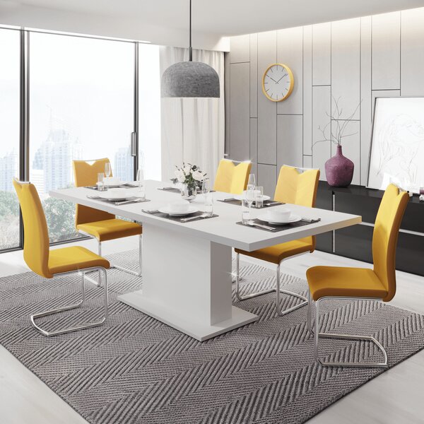 KONDELA Masă dining extensibilă, albă, 160-200x90 cm, BOBA