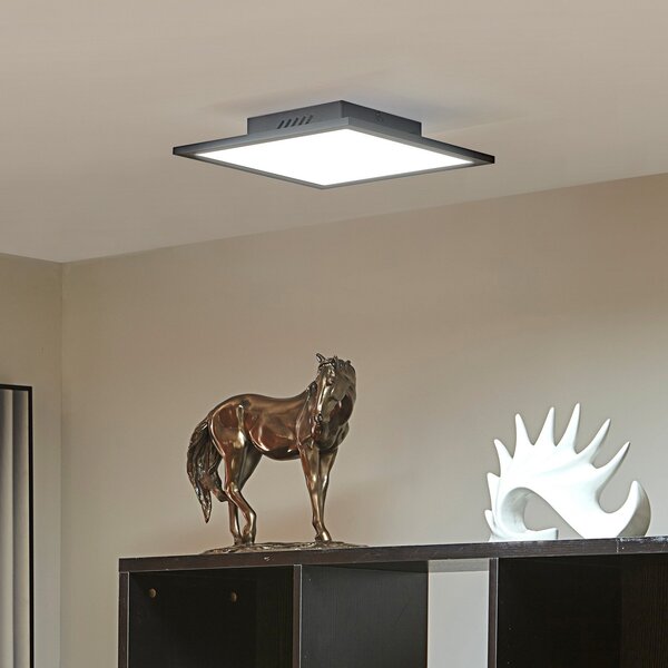 Lindby Panou LED Lamin, negru, 30 cm, CCT, dimabil, telecomandă, reglabil, Negru, Camera de zi / sufragerie, Metal, Modern
