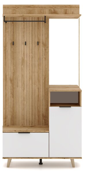 KONDELA Set pentru hol, stejar evoke/alb, NODRI