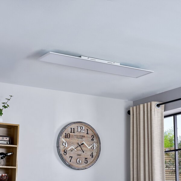 Lindby Panou LED Lamin, alb, 120 cm, CCT, dimabil, telecomandă, reglabil, Alb, Camera de zi / sufragerie, Metal, Modern