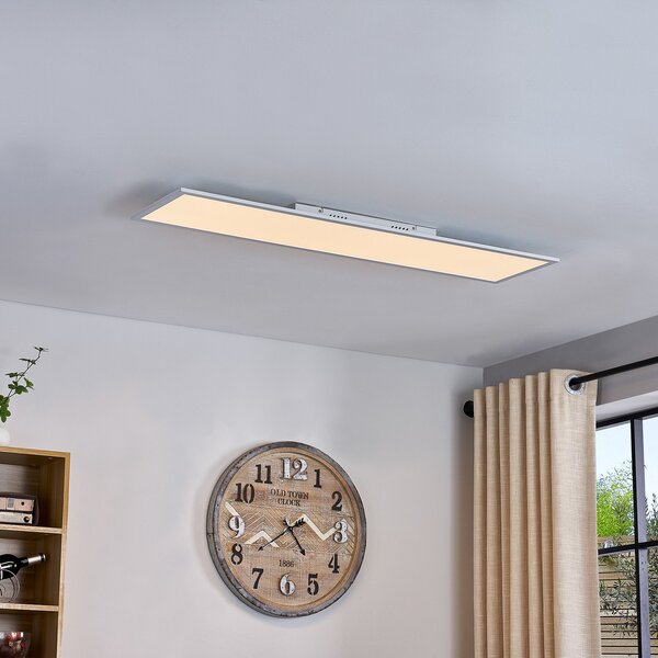 Lindby Panou LED Lamin, alb, 120 cm, CCT, dimabil, telecomandă, reglabil, Alb, Camera de zi / sufragerie, Metal, Modern