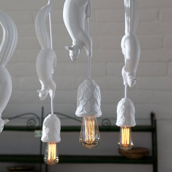Karman Sherwood e Robin - lampă susp. designer, reglabil, Alb, Camera de zi / sufragerie, Ceramică, Design