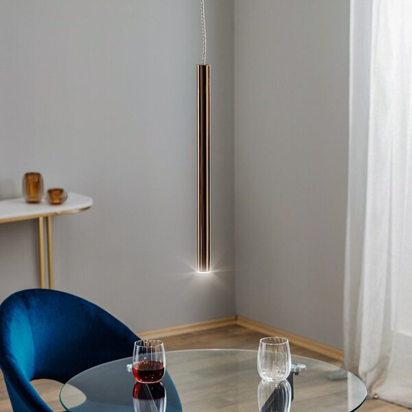 Schuller Valencia Varas LED suspendat, o singură lumină, auriu, reglabil, Auriu / Alamă, Camera de zi / sufragerie, Metal, Modern
