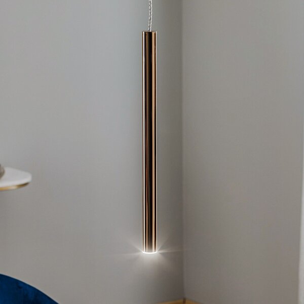 Schuller Valencia Varas LED suspendat, o singură lumină, auriu, reglabil, Auriu / Alamă, Camera de zi / sufragerie, Metal, Modern