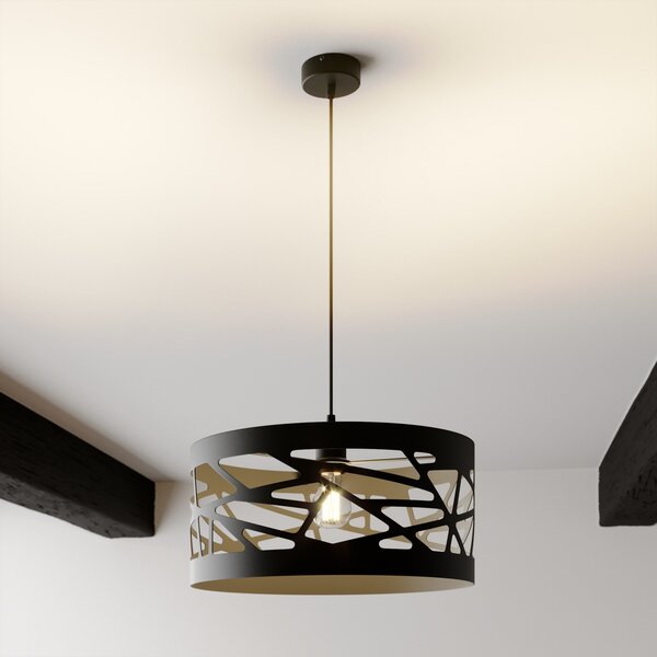 SIGMA Lampă suspendată Modul Frez cu abajur model Ø39cm negru, reglabil, Negru, Camera de zi / sufragerie, Metal, Modern
