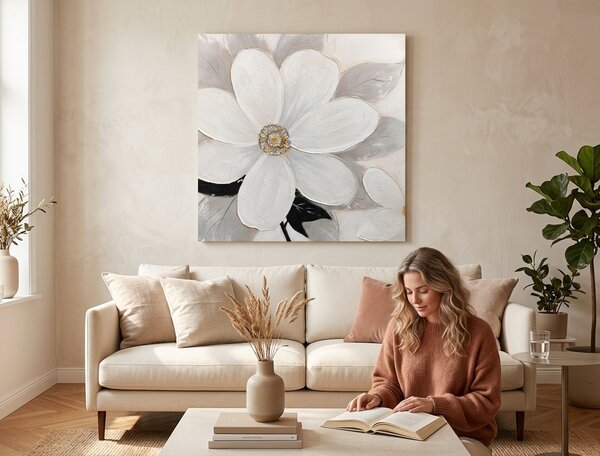 Tablou pictat manual FLORI 1 parte - 70x70 cm - 70×70 cm / Klasický 2 cm