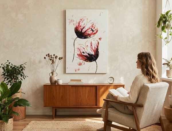 Tablou pictat manual FLORI 1 parte - 60x90 cm - 60×90 cm / Klasický 2 cm