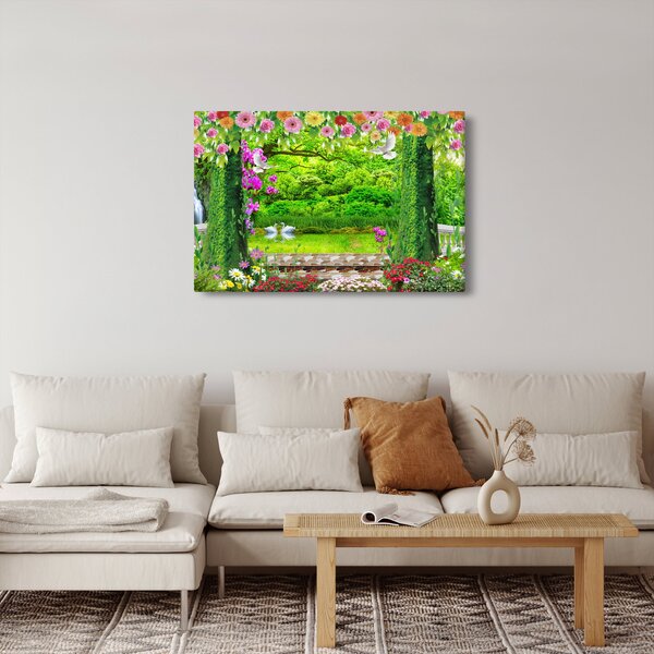 Tablou - Grădina magică cu lebede (90x60 cm)