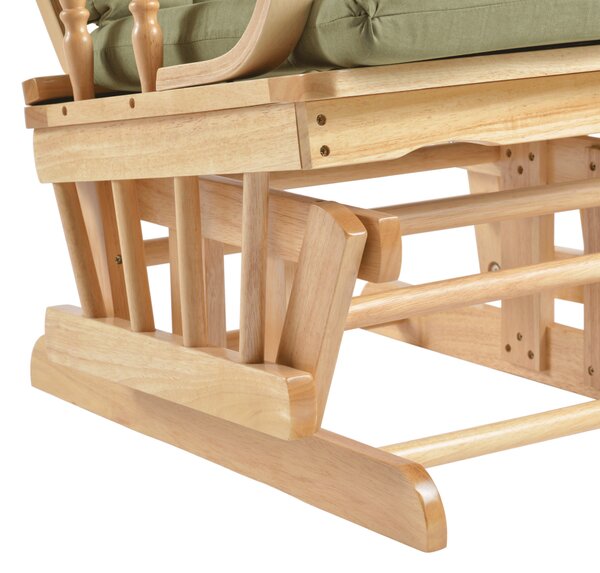 KONDELA Scaun balansoar cu suport pentru picioare, natural/verde, DALBERT