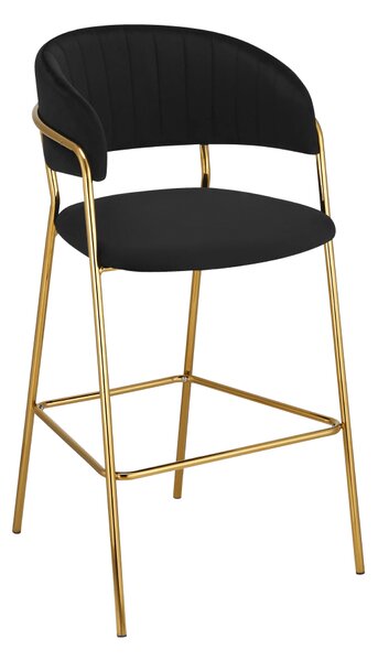 KONDELA Scaun de bar de design, material catifea neagră/gold crom auriu, DASMIN TIP 2